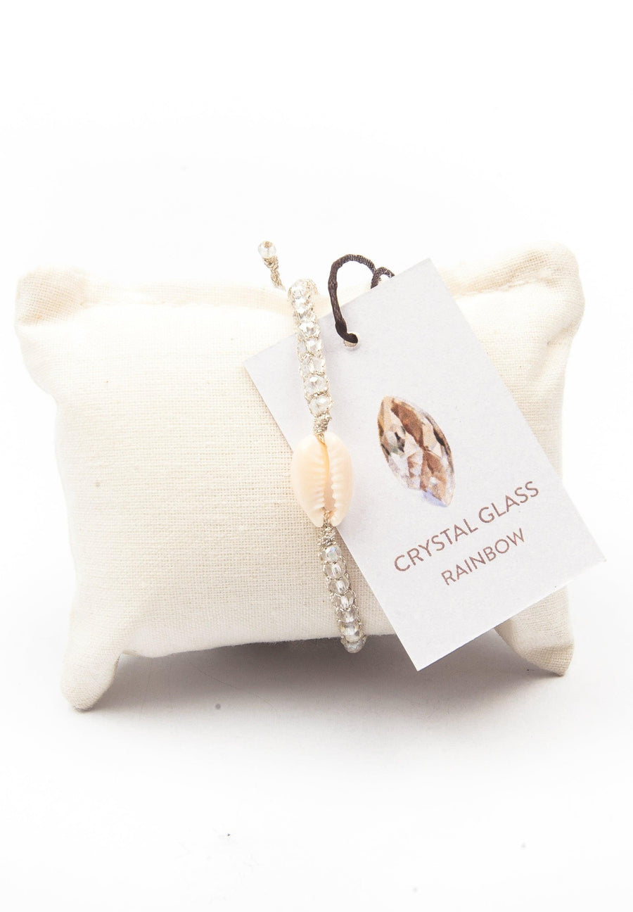 Crystal Clear Rainbow Shell Bracelet | Silver - Samapura Jewelry