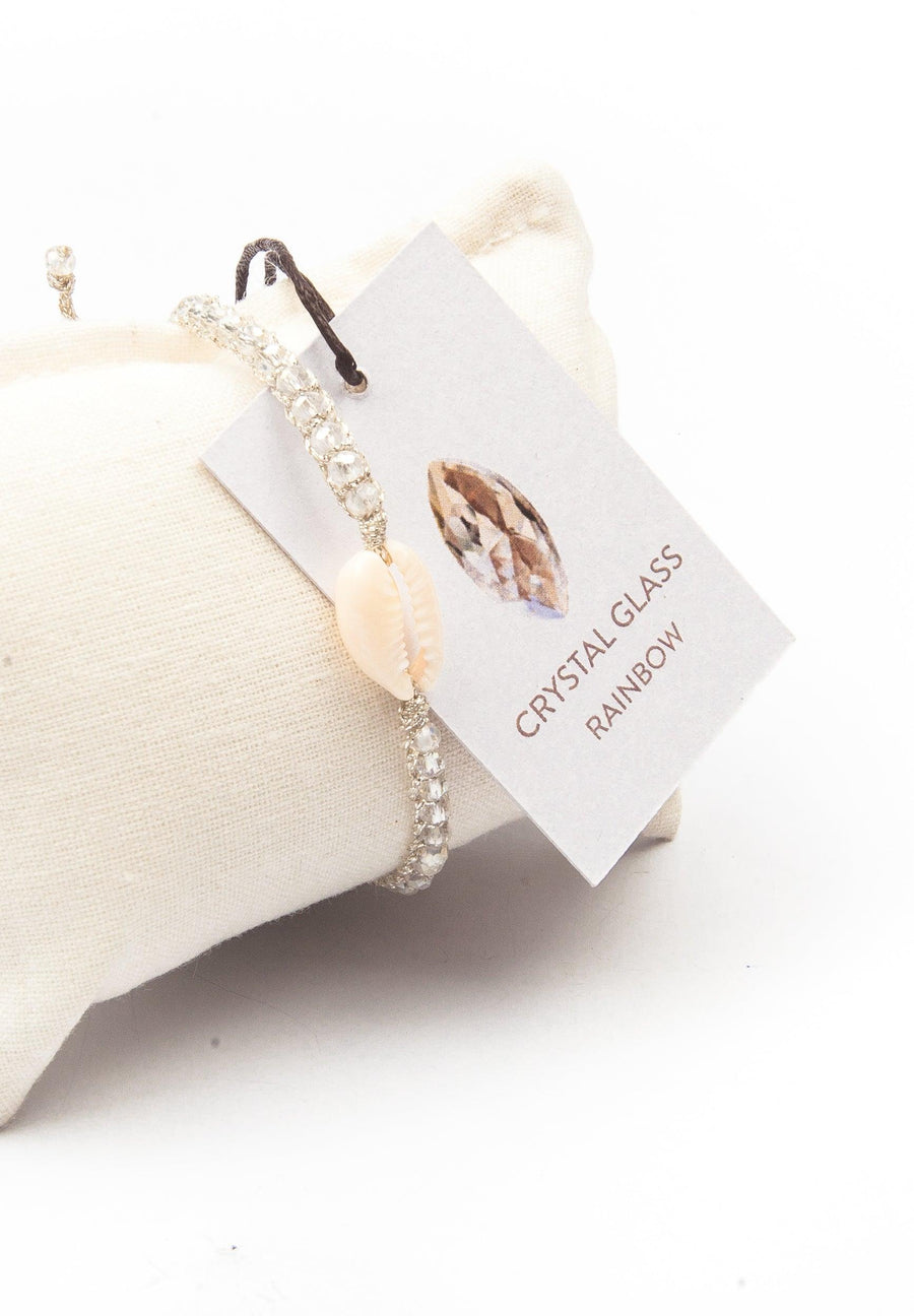 Crystal Clear Rainbow Shell Bracelet | Silver - Samapura Jewelry