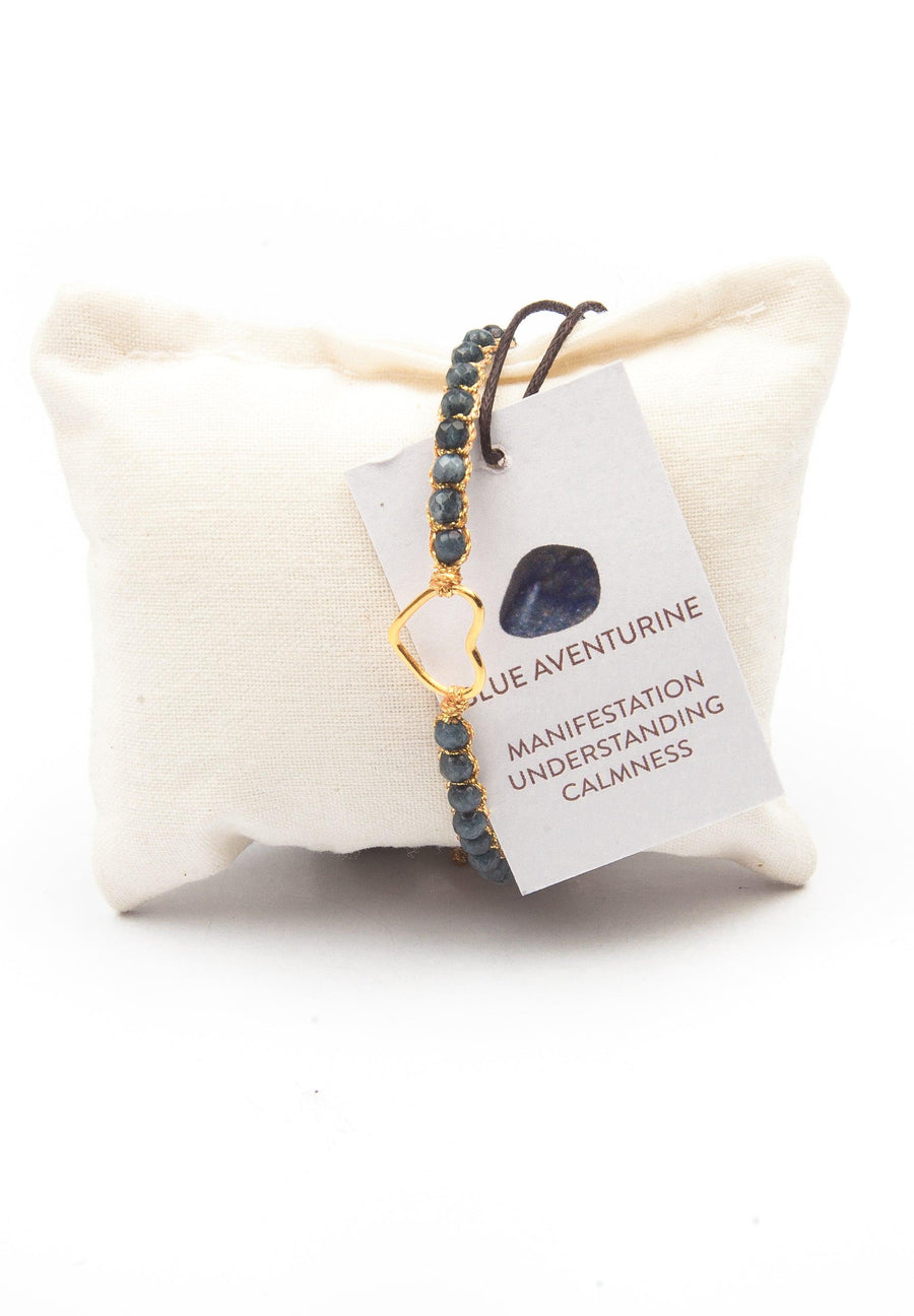 Blue Aventurine Heart Bracelet | Gold - Samapura Jewelry
