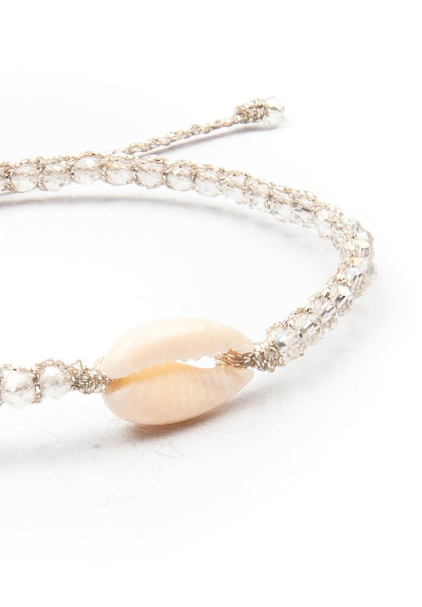 Crystal Clear Rainbow Shell Bracelet | Silver - Samapura Jewelry