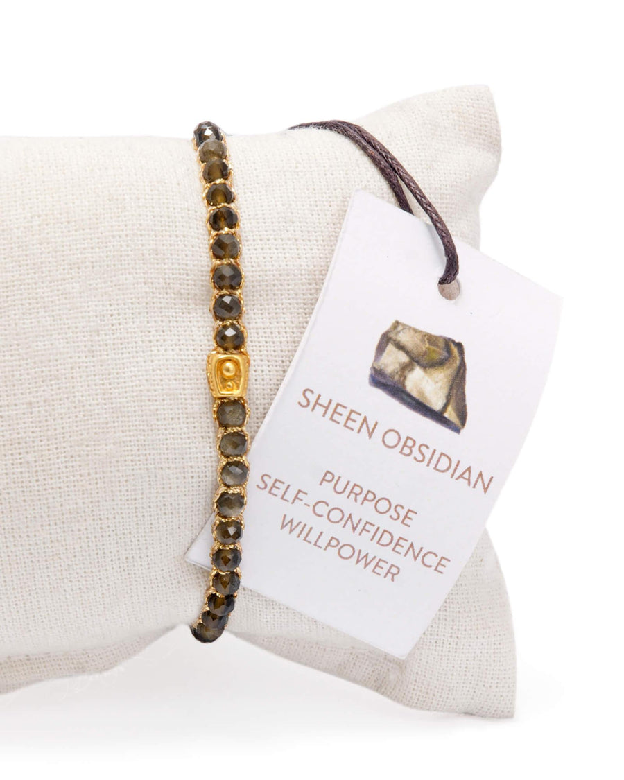 Sheen Obsidian Bracelet | Gold - Samapura Jewelry
