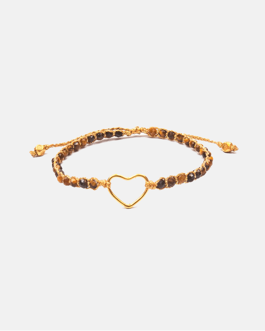 Tiger Eye Bracelet Heart | Gold - Samapura Jewelry