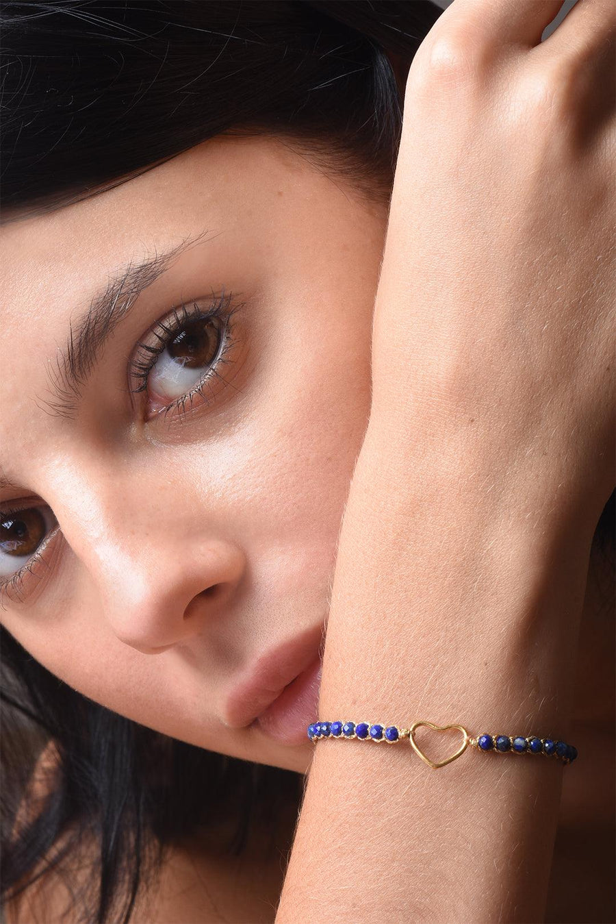 Lapis Lazuli Heart Bracelet | Gold - Samapura Jewelry