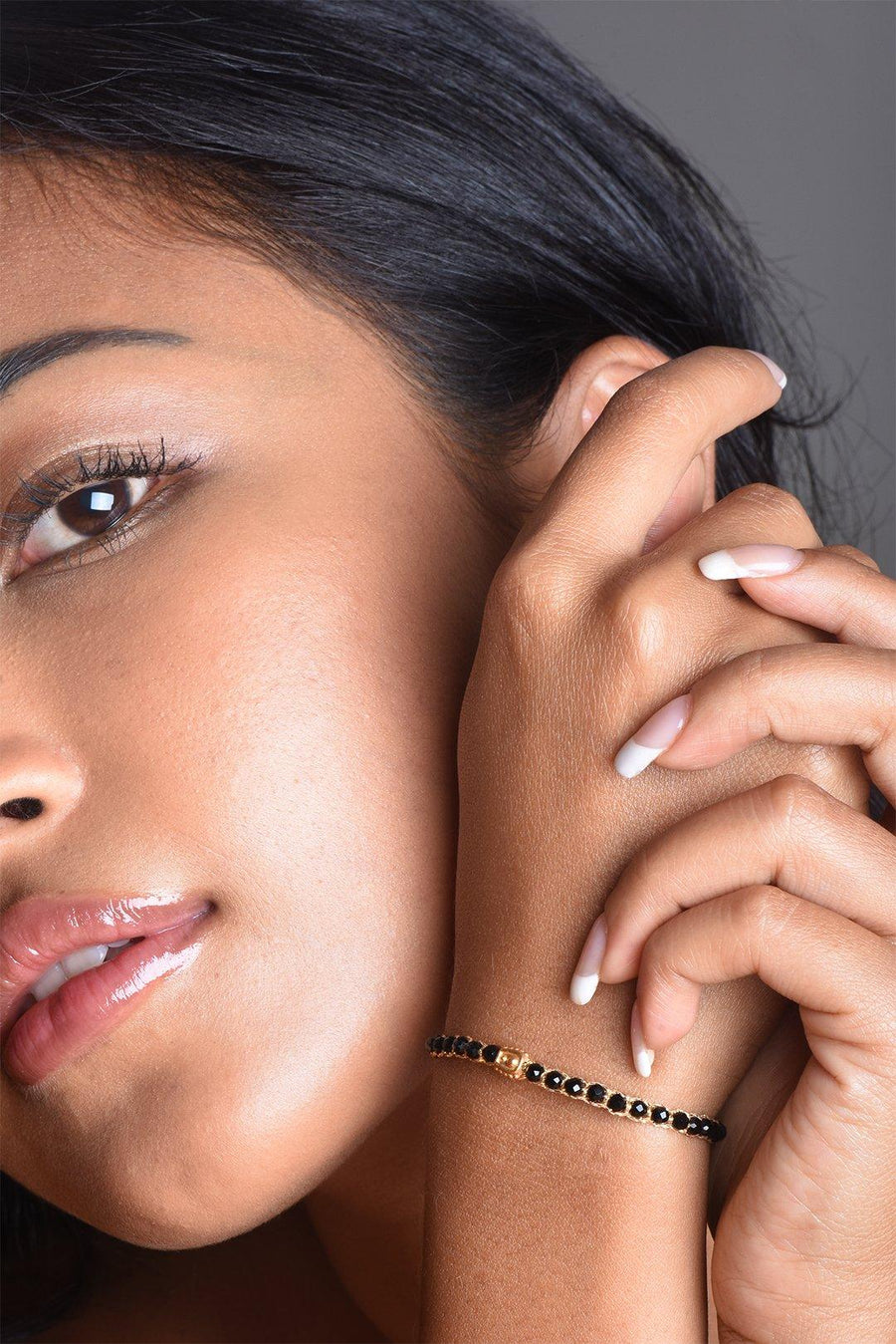 Black Spinel Bracelet | Gold - Samapura Jewelry